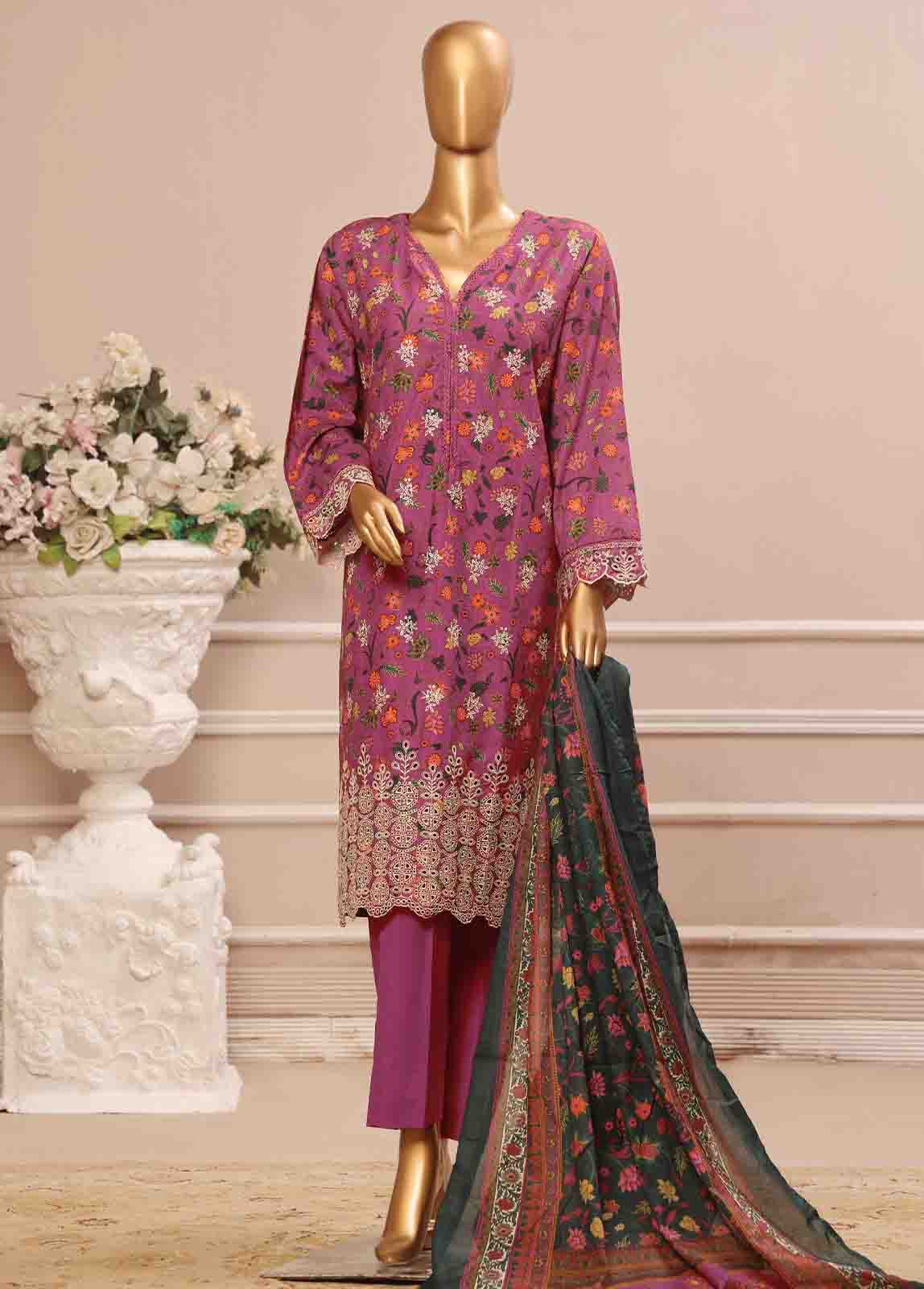 Bin Saeed Fabric - WC-38- 3 Piece Luxury Embroidered Stitched Suit
