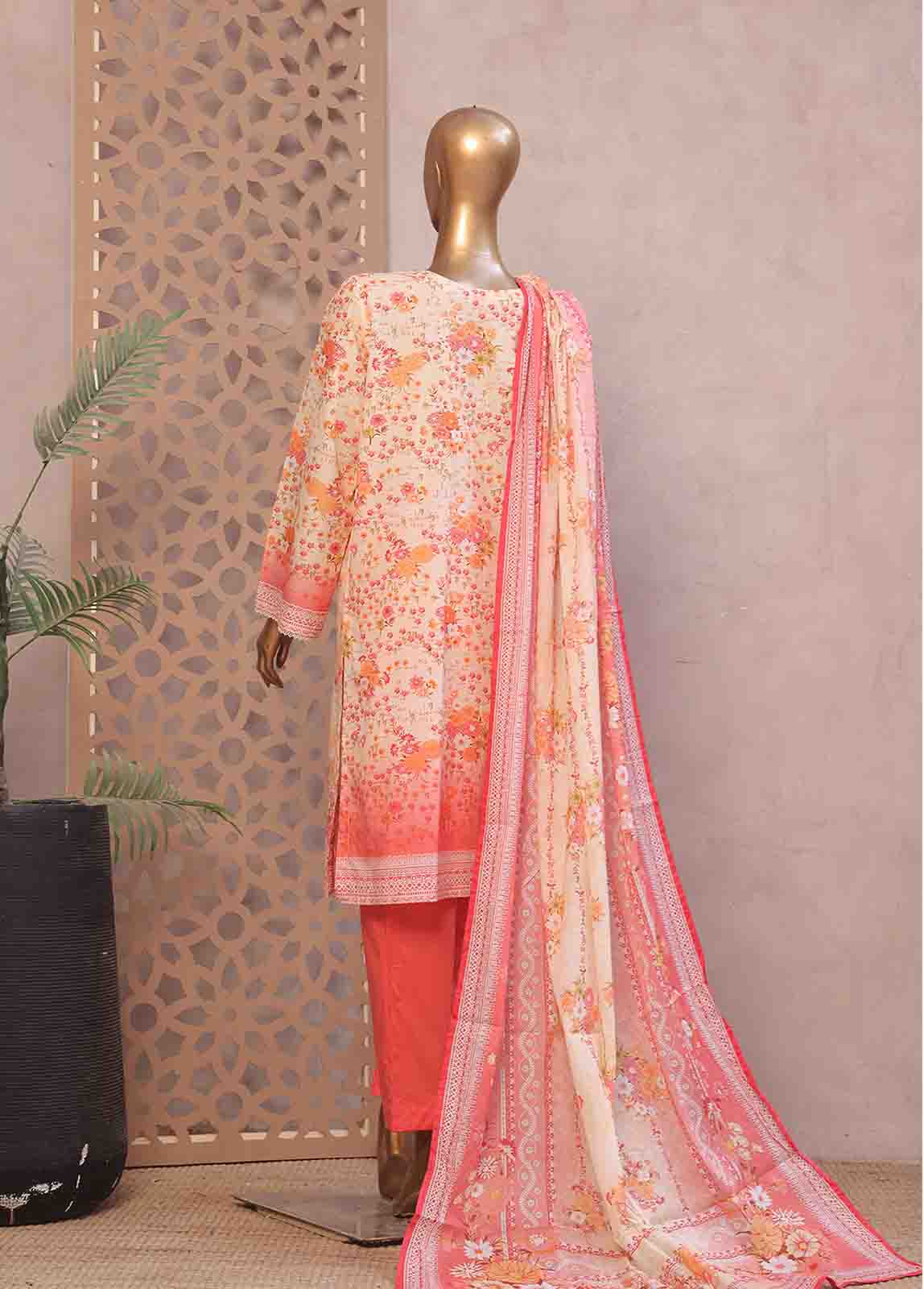 Bin Saeed Fabric - WC-RE-029-3 Piece Chikankari Stitched Suit