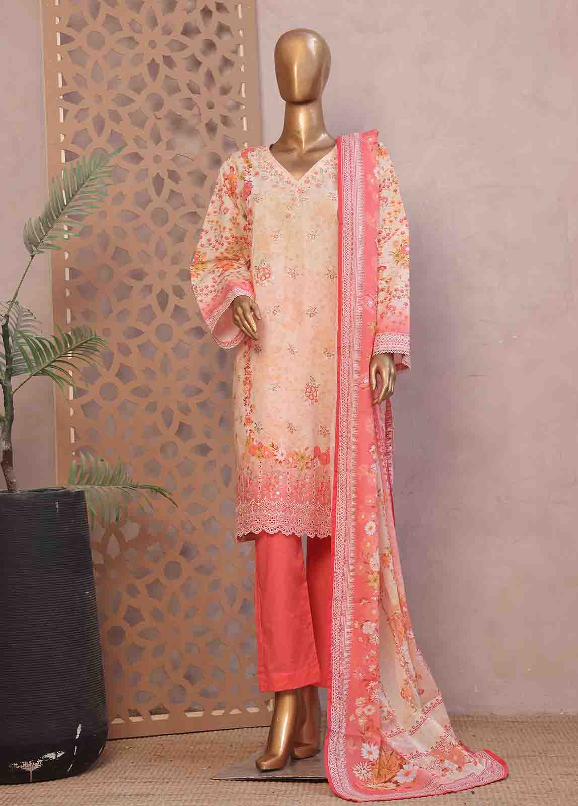 Bin Saeed Fabric - WC-RE-029-3 Piece Chikankari Stitched Suit