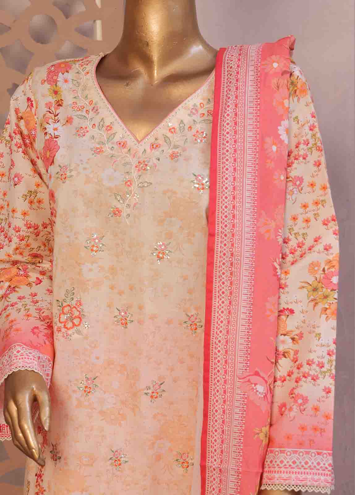 Bin Saeed Fabric - WC-RE-029-3 Piece Chikankari Stitched Suit