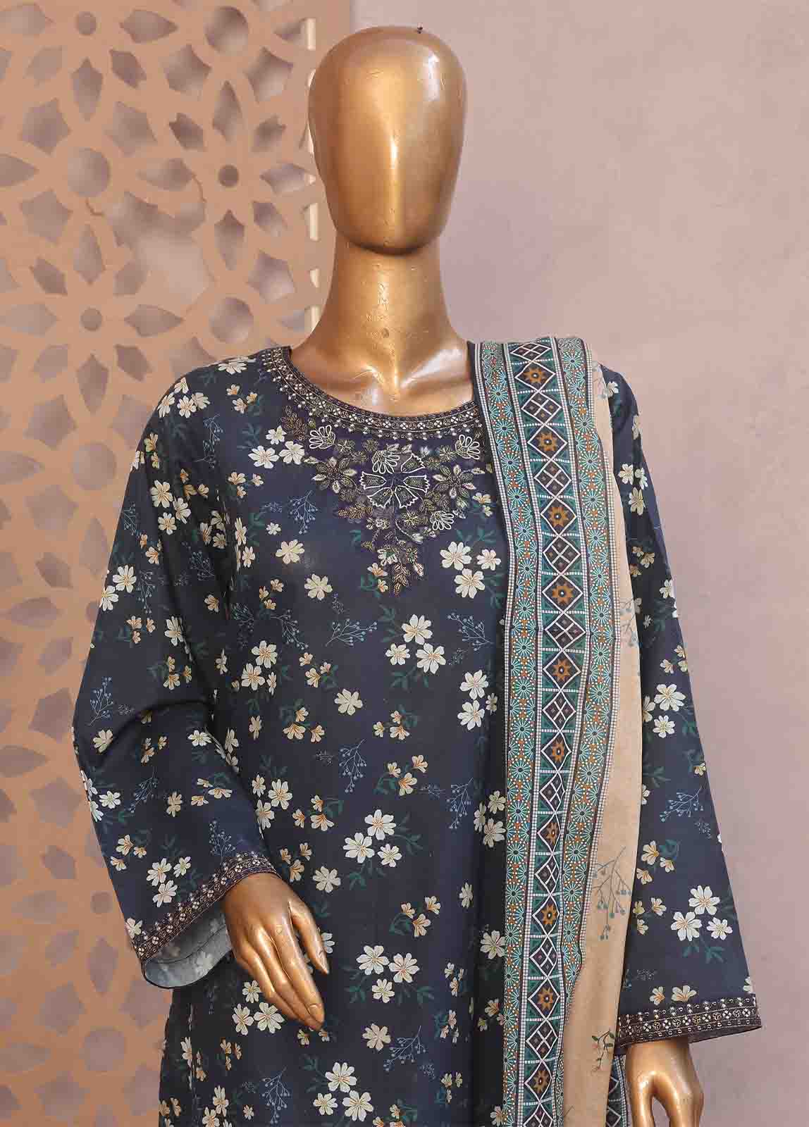 Bin Saeed Fabric - WC-RE-036-3 Piece Chikankari Stitched Suit