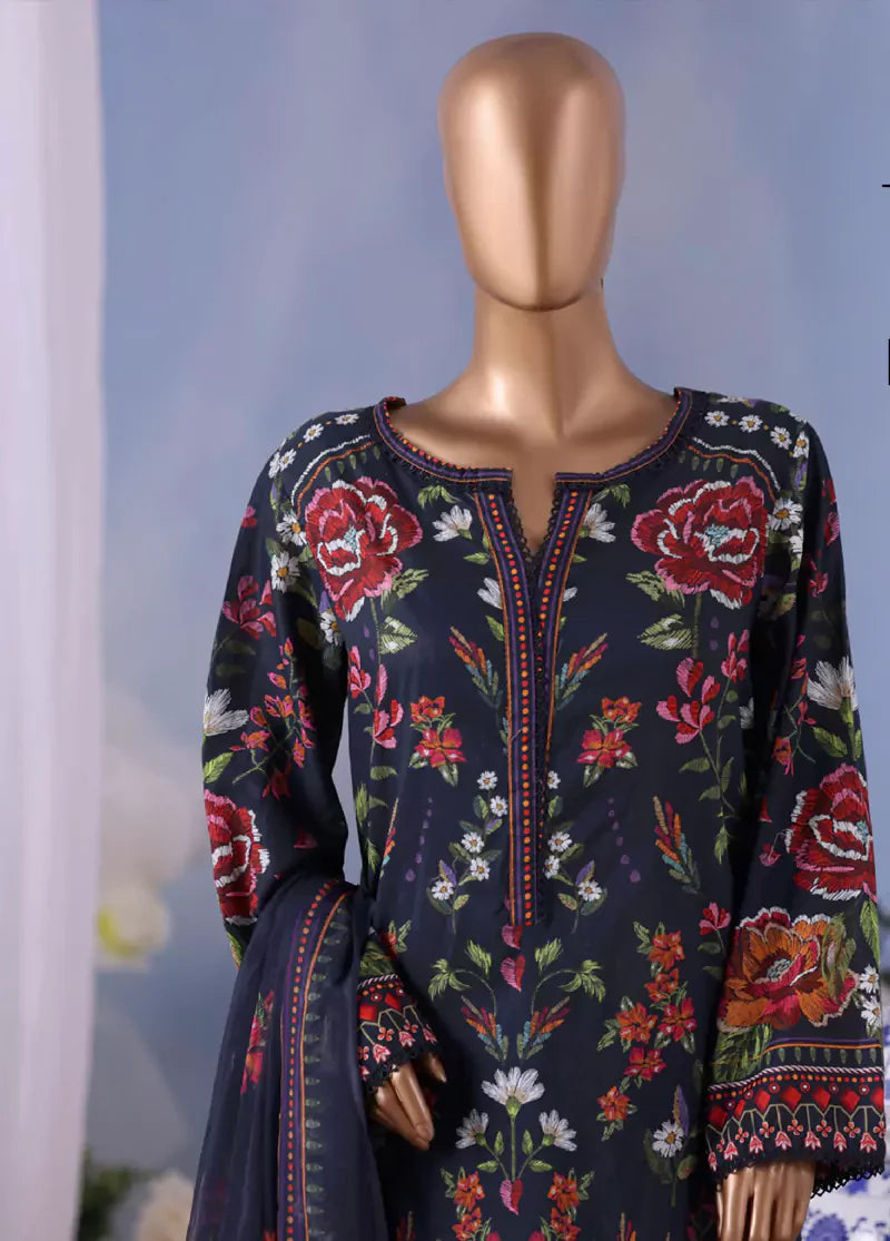 WCC-2573- 3 Piece Printed Cotton Stitched Suit