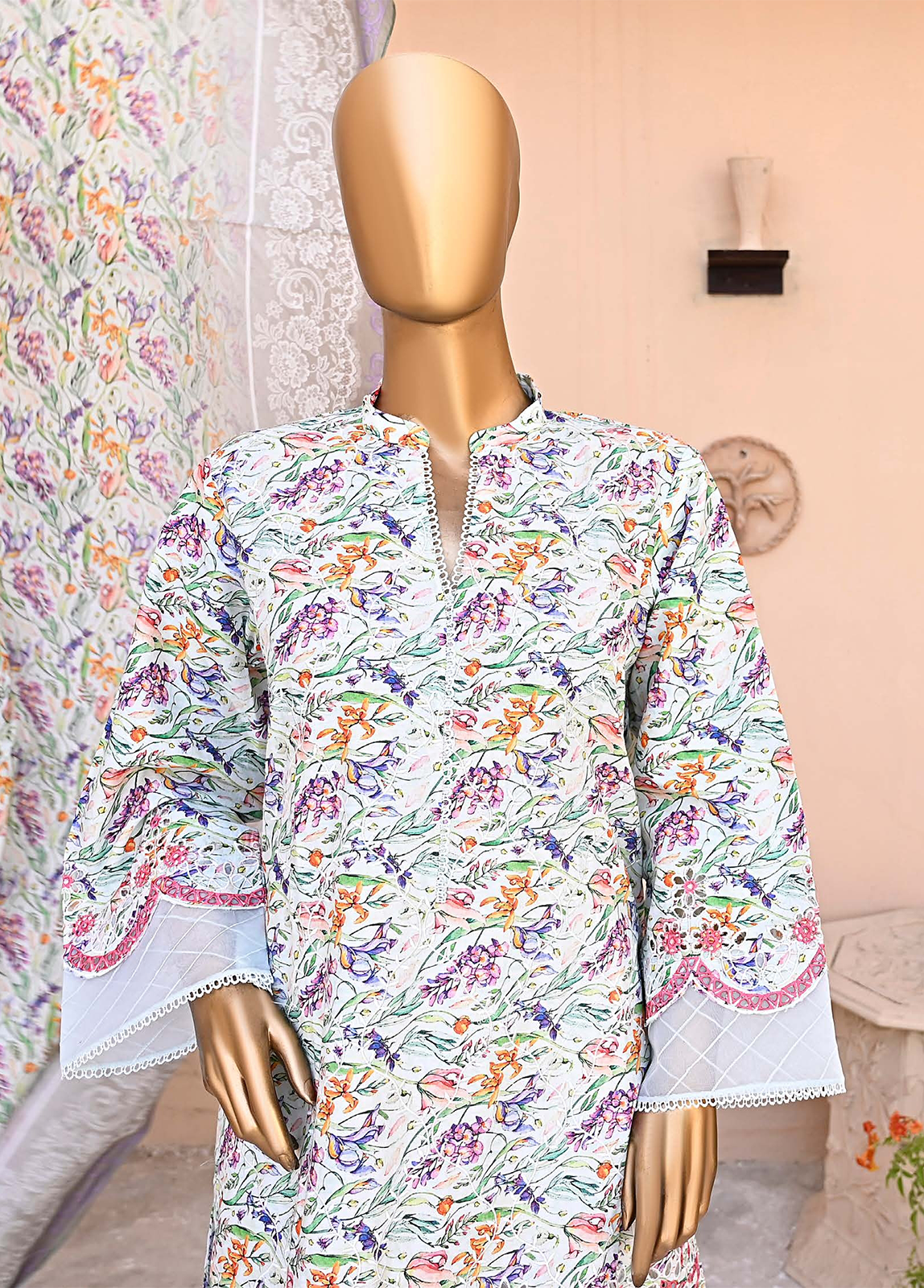 Bin Saeed Fabric - WCE-002-3 Piece Lawn Embroidered