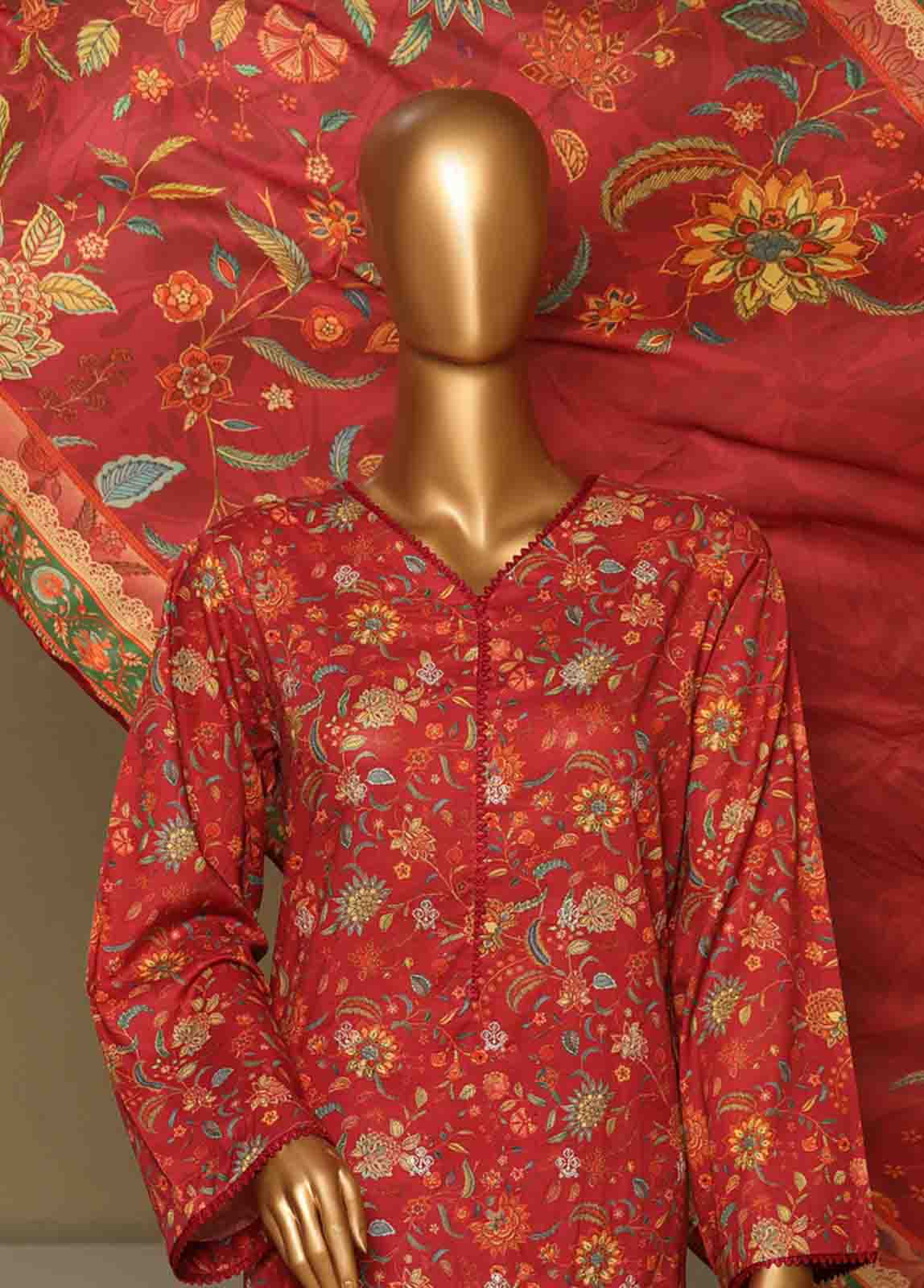 Bin Saeed Fabric - WCE-003-3 Piece Cotton Chikankari Stitched Suit