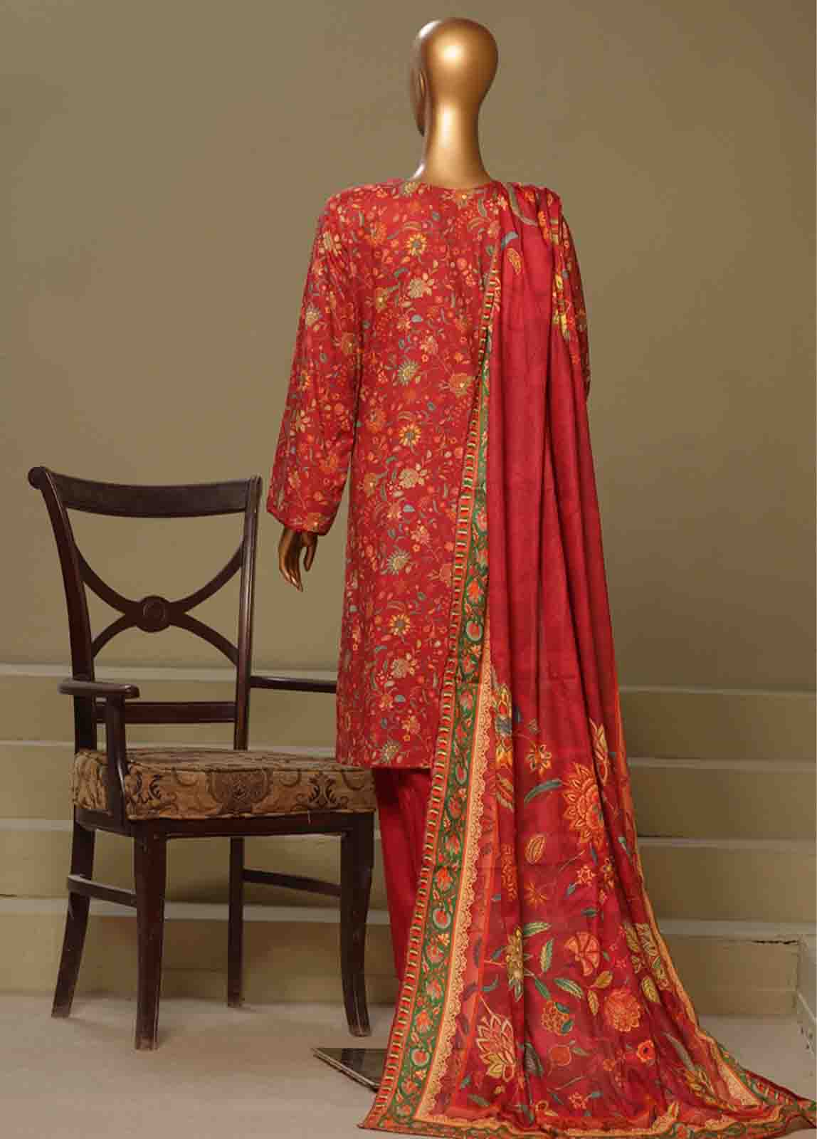 Bin Saeed Fabric - WCE-003-3 Piece Cotton Chikankari Stitched Suit
