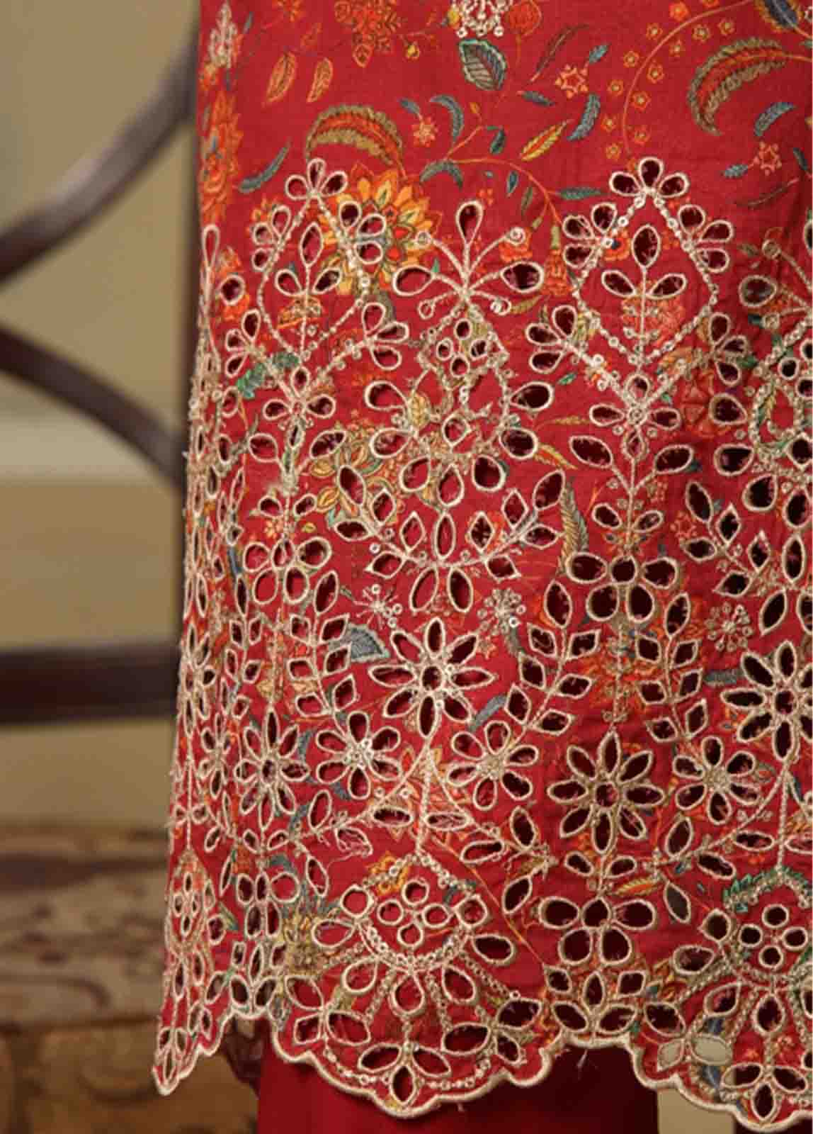 Bin Saeed Fabric - WCE-003-3 Piece Cotton Chikankari Stitched Suit