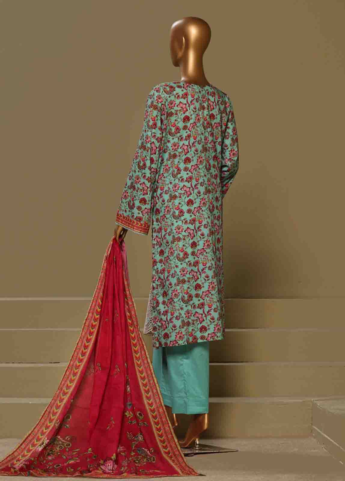 Bin Saeed Fabric - WCE-004-3 Piece Cotton Chikankari Stitched Suit