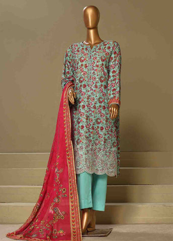 Bin Saeed Fabric - WCE-004-3 Piece Cotton Chikankari Stitched Suit