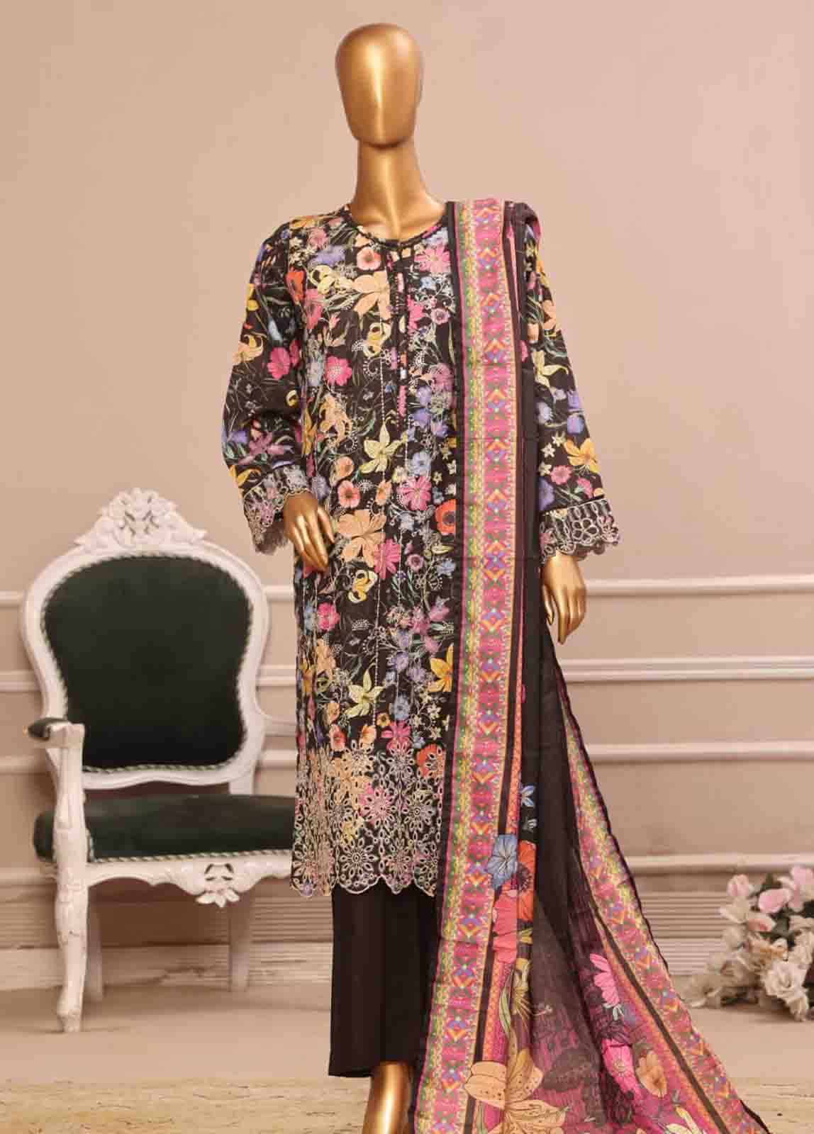 WCE-005 -3 Piece Embroidered Stitched Suit