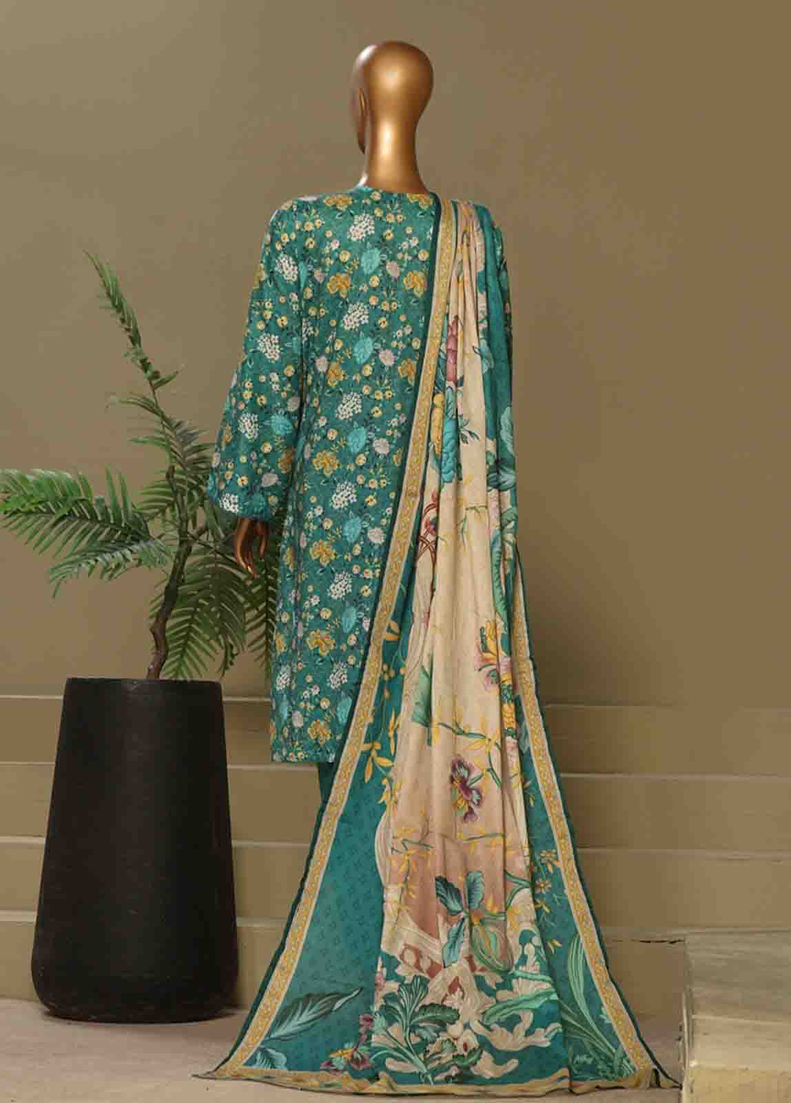 Bin Saeed Fabric - WCE-006-3 Piece Chikankari Stitched Suit