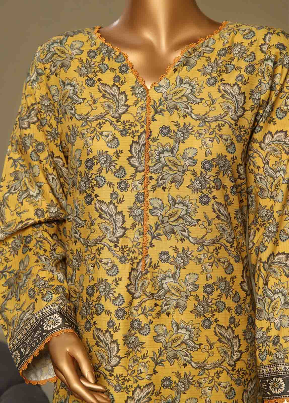 Bin Saeed Fabric - WCE-007-3 Piece Chikankari Stitched Suit