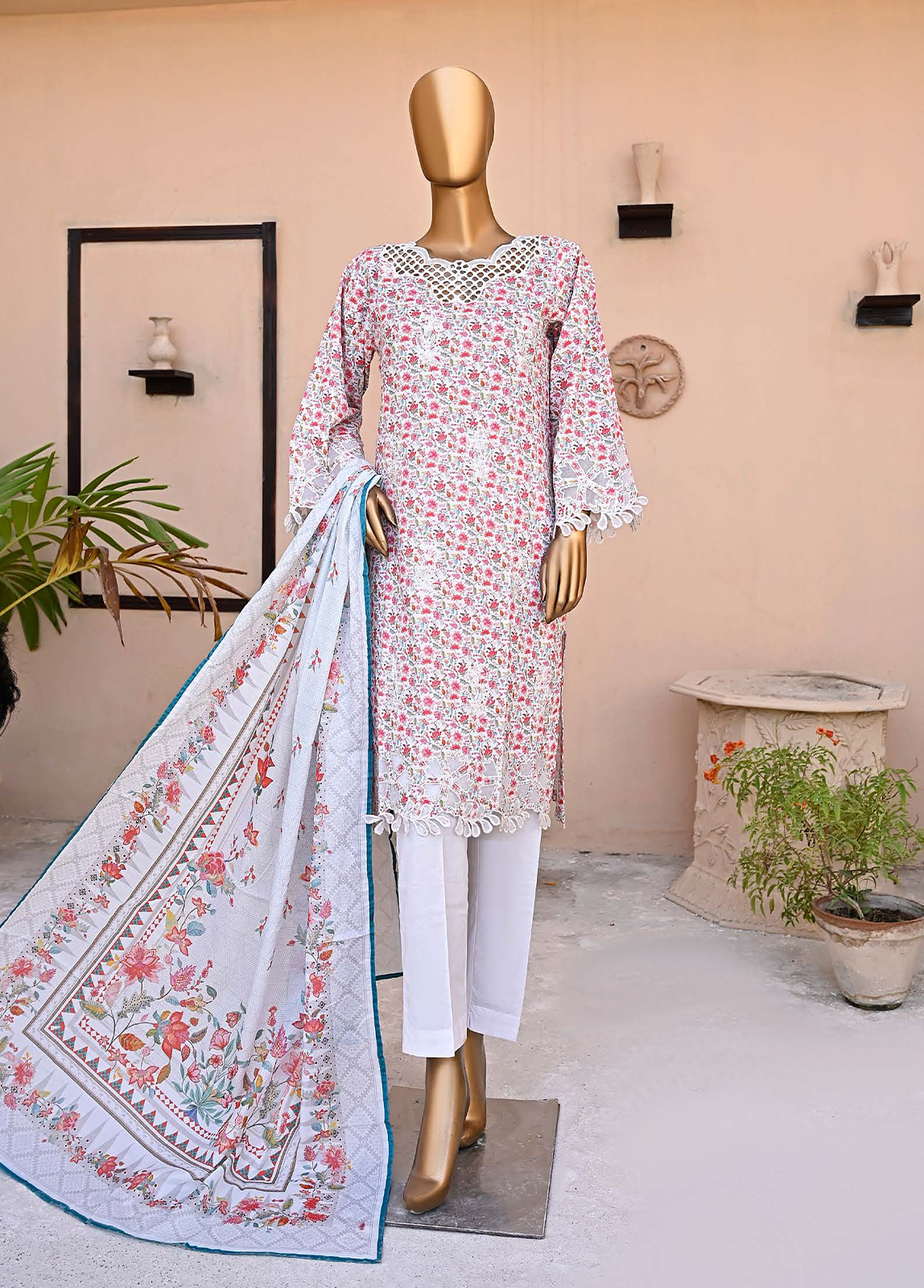 WCE-007-3 Piece Lawn Embroidered