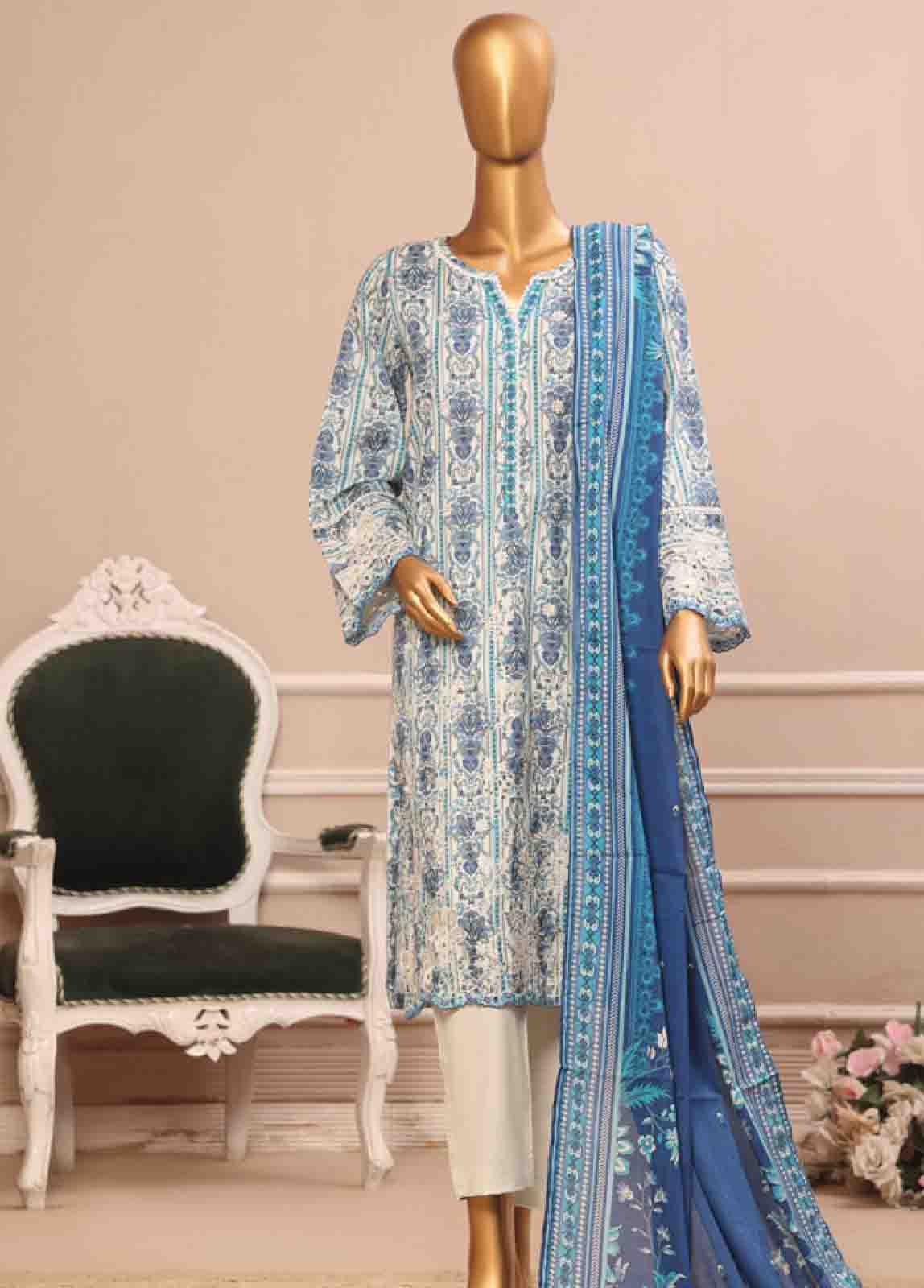Bin Saeed Fabric - WCE-008 -3 Piece Embroidered Stitched Suit