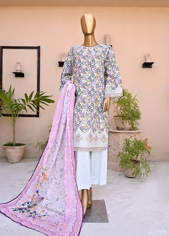 Bin Saeed Fabric - WCE-009-3 Piece Lawn Embroidered