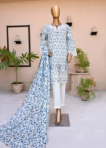 Bin Saeed Fabric - WCE-013-3 Piece Lawn Embroidered