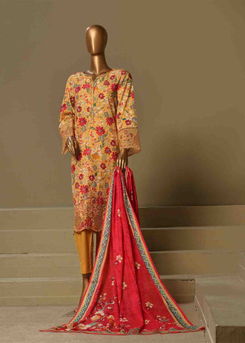 Bin Saeed Fabric - WCE-014-3 Piece Chikankari Stitched Suit