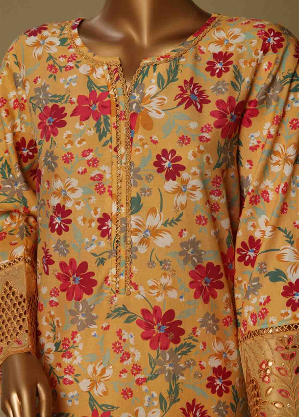 Bin Saeed Fabric - WCE-014-3 Piece Chikankari Stitched Suit