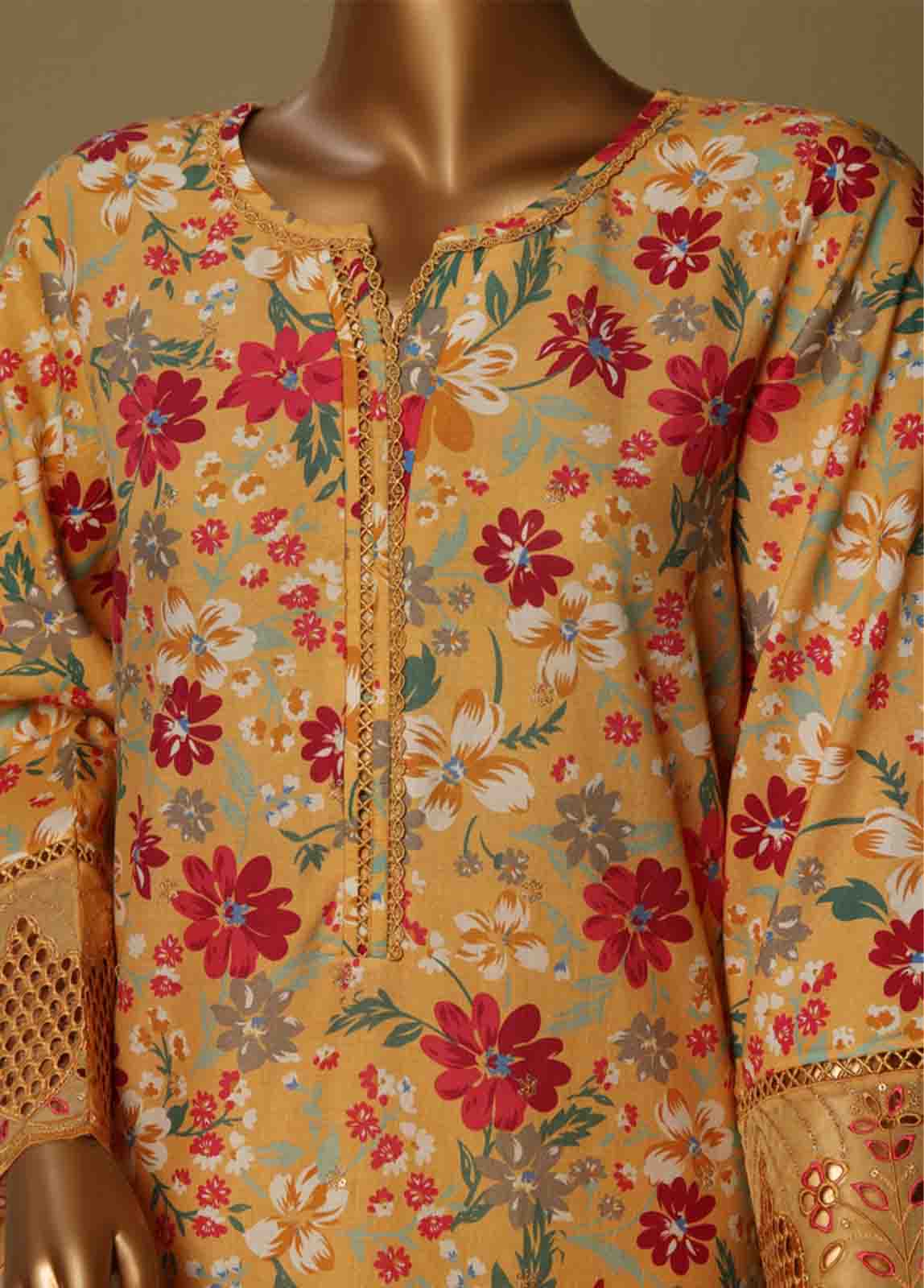 Bin Saeed Fabric - WCE-014-3 Piece Chikankari Stitched Suit