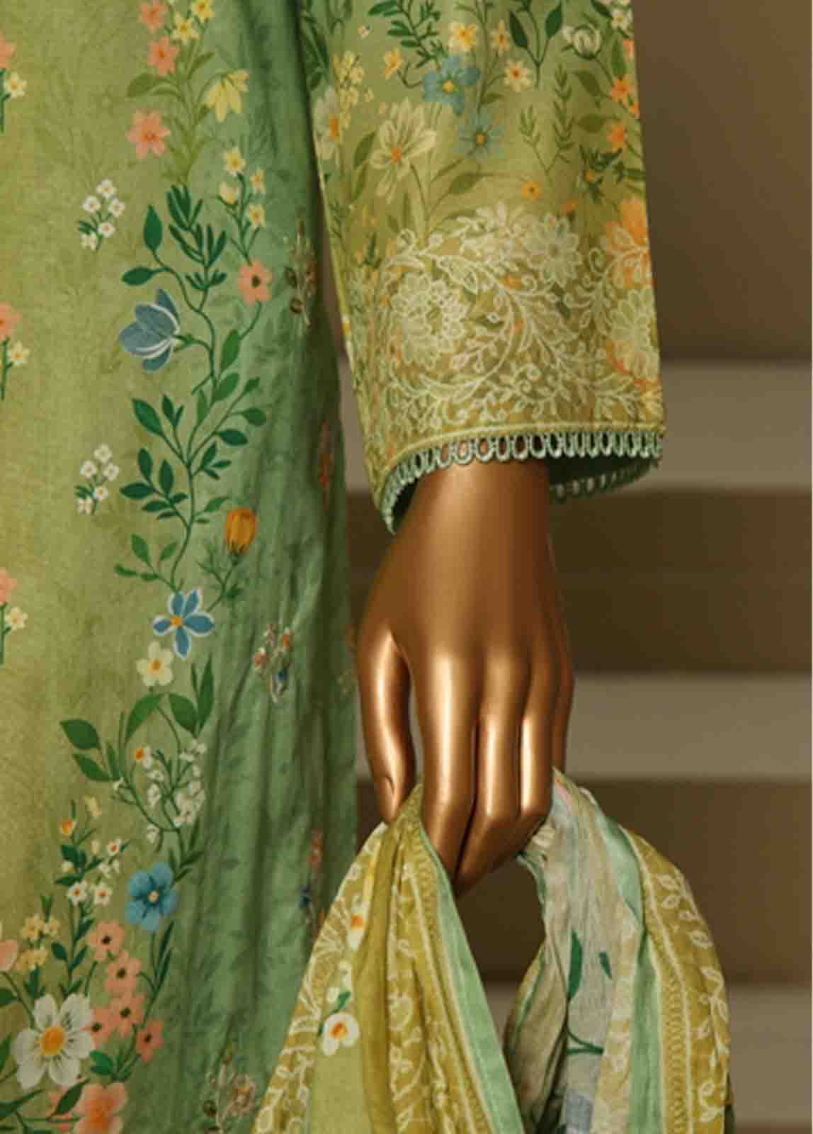 Bin Saeed Fabric - WCE-021-3 Piece Chikankari Stitched Suit