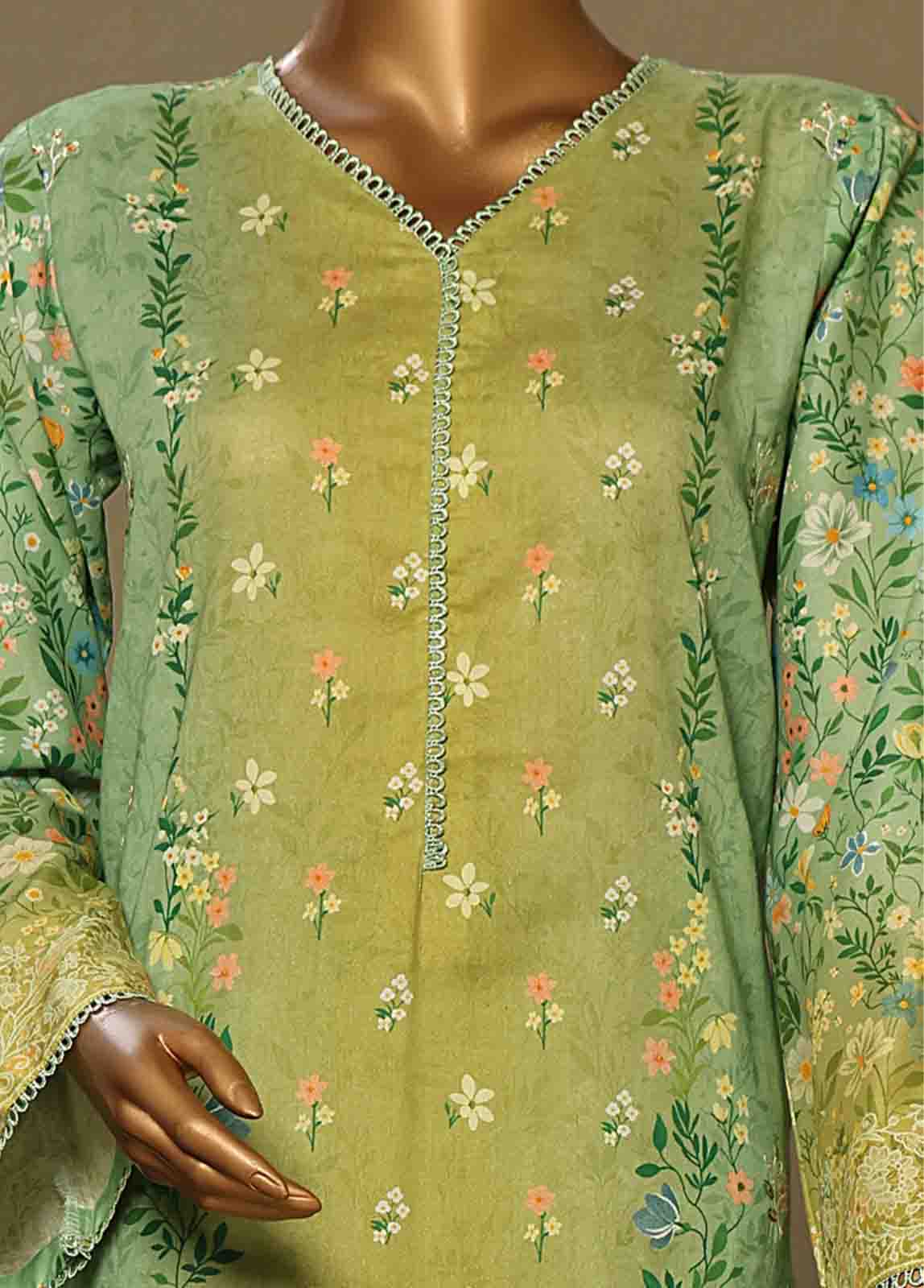 Bin Saeed Fabric - WCE-021-3 Piece Chikankari Stitched Suit