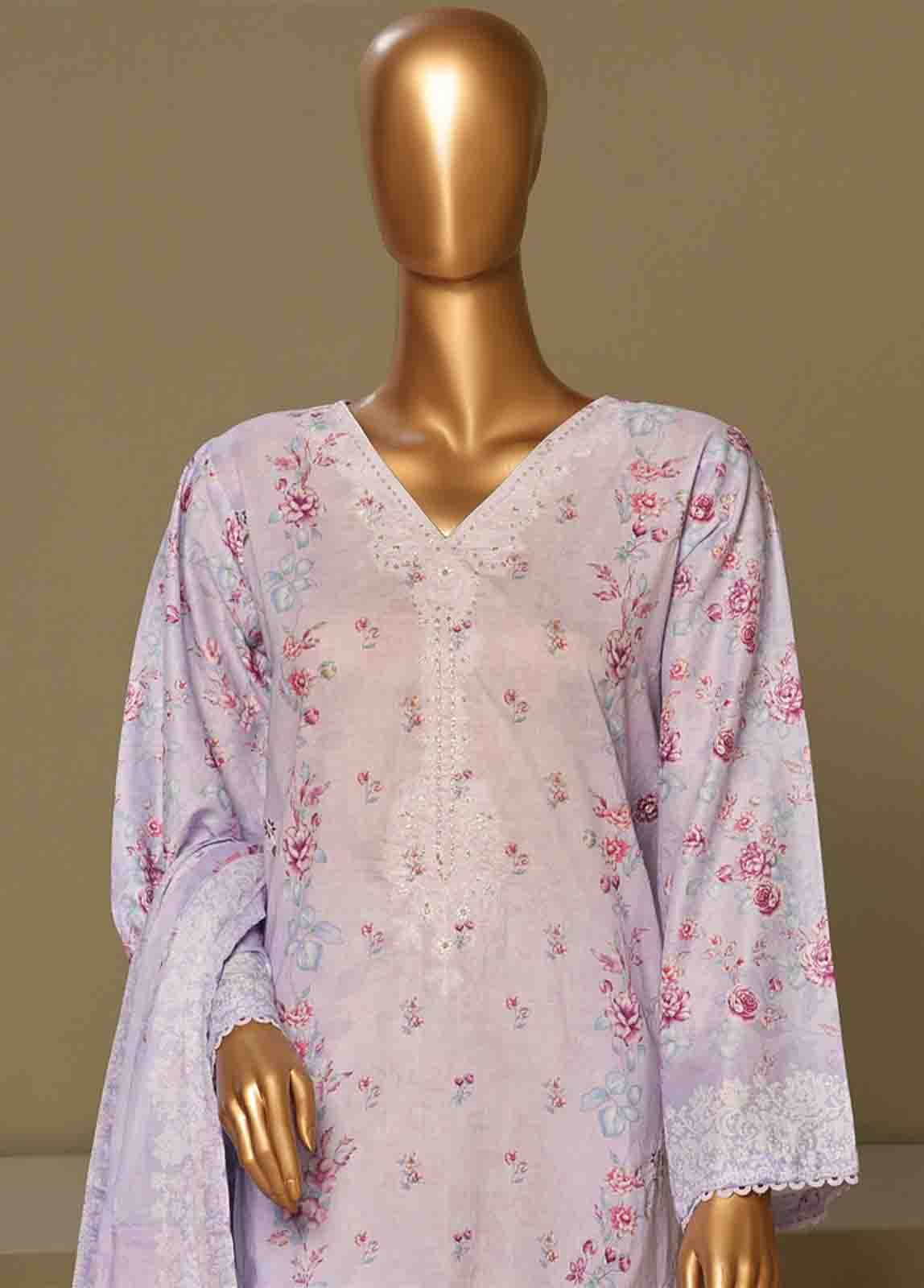 Bin Saeed Fabric - WCE-023-3 Piece Chikankari Stitched Suit