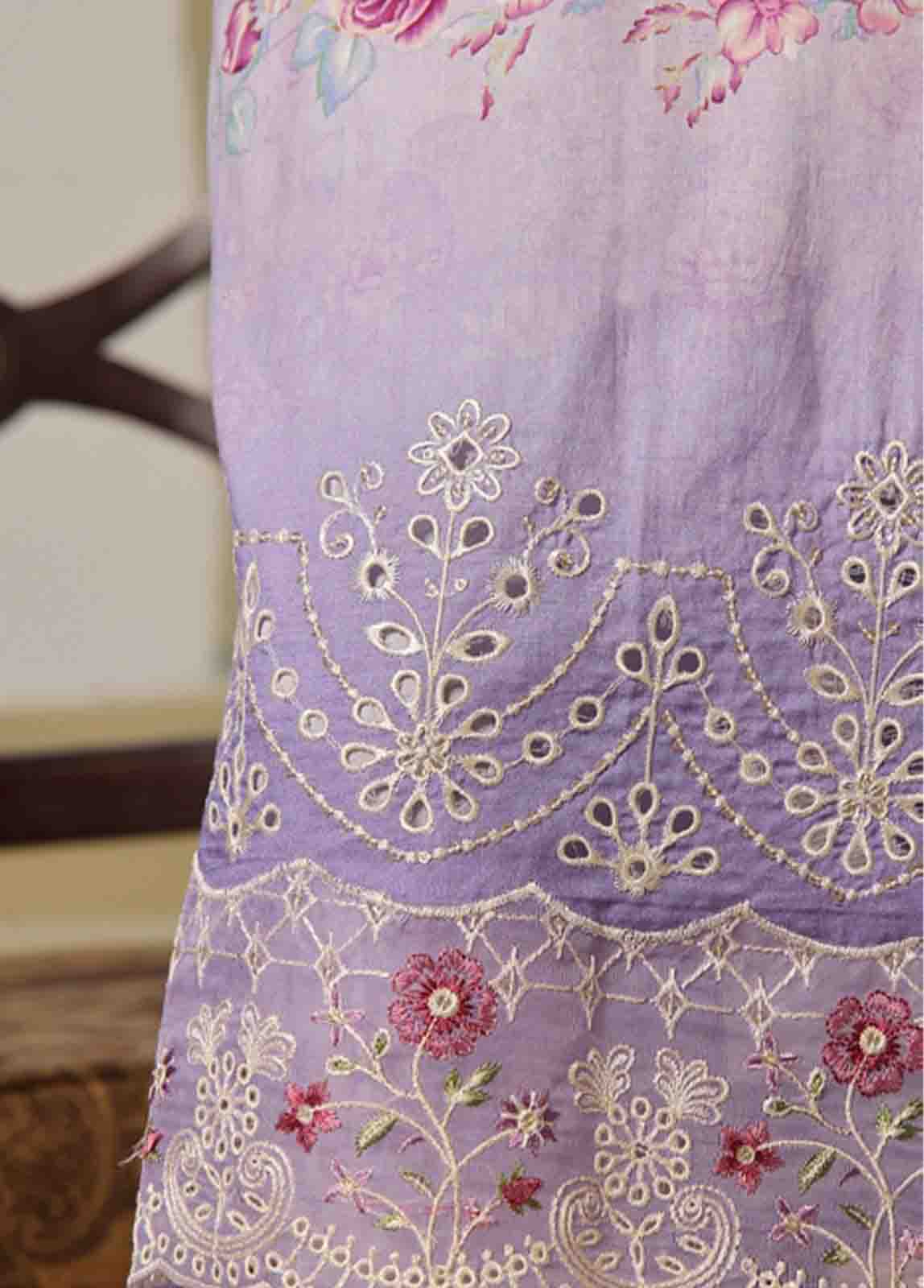 Bin Saeed Fabric - WCE-023-3 Piece Chikankari Stitched Suit