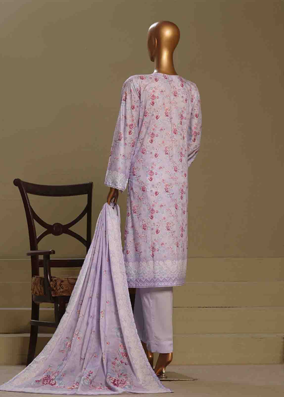 Bin Saeed Fabric - WCE-023-3 Piece Chikankari Stitched Suit