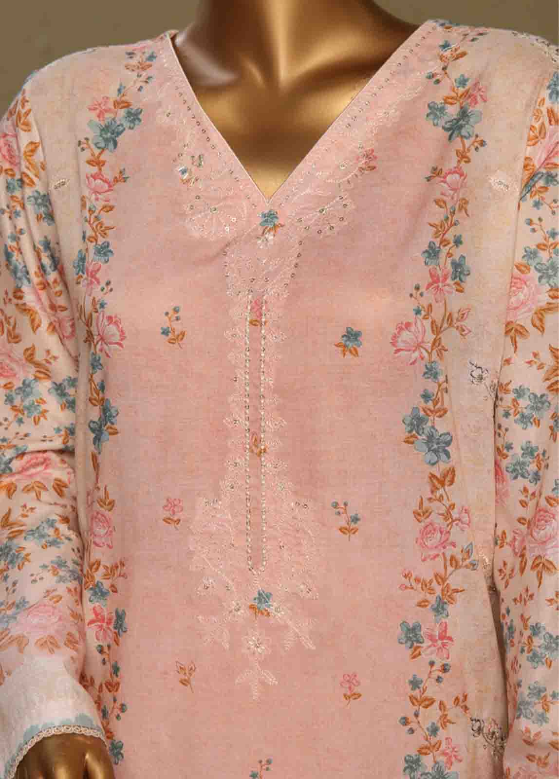 Bin Saeed Fabric - WCE-025-3 Piece Chikankari Stitched Suit