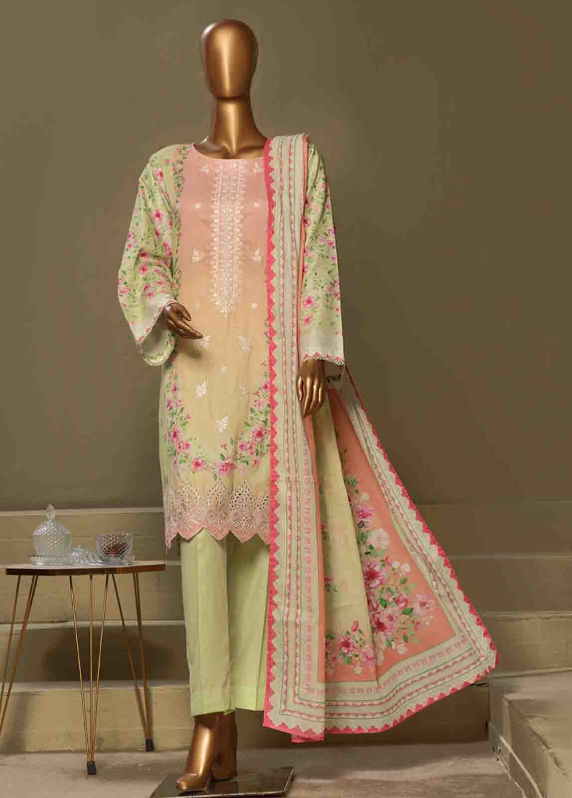 Bin Saeed Fabric - WCE-026-3 Piece Chikankari Stitched Suit