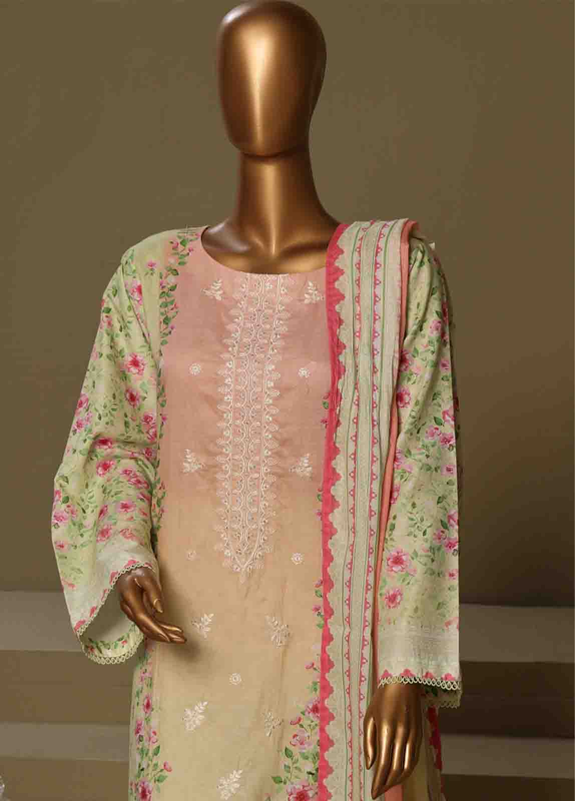 Bin Saeed Fabric - WCE-026-3 Piece Chikankari Stitched Suit