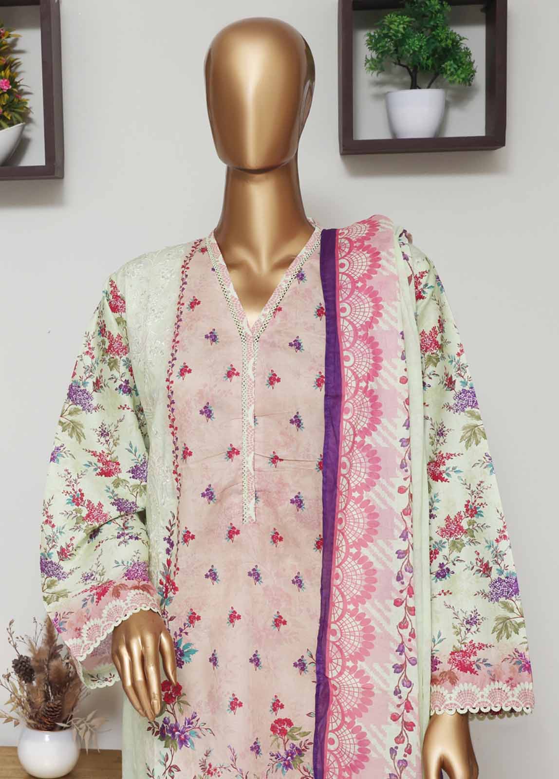 Bin Saeed Fabric - WCE-027 -3 Piece Embroidered Stitched Suit