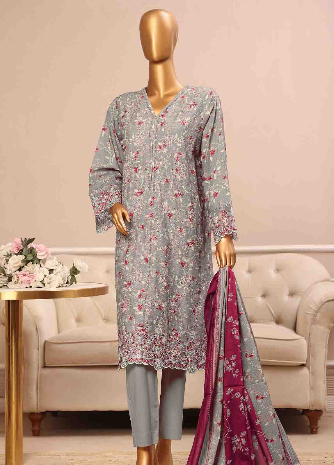 WCE-039 -3 Piece Embroidered Stitched Suit