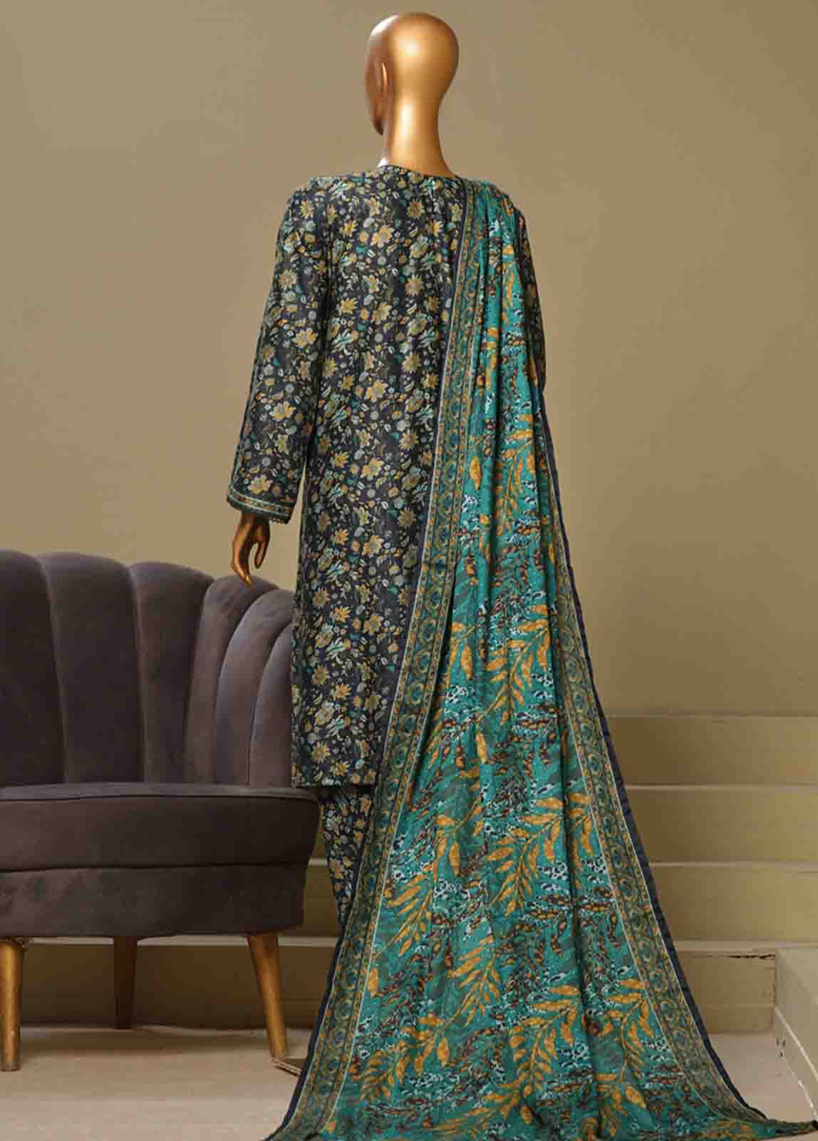 Bin Saeed Fabric - WCE-041-3 Piece Chikankari Stitched Suit