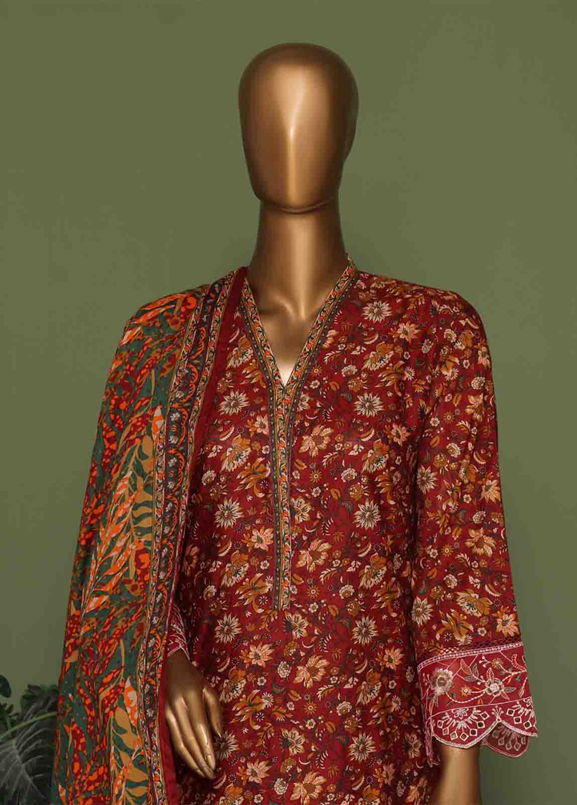 Bin Saeed Fabric - WCE-042 A- 3 Piece Embroidered Stitched Suit