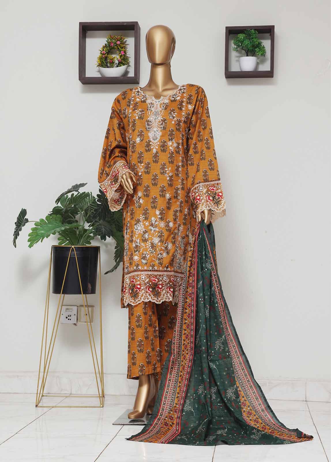 Bin Saeed Fabric - WCE-043 -3 Piece Embroidered Stitched Suit