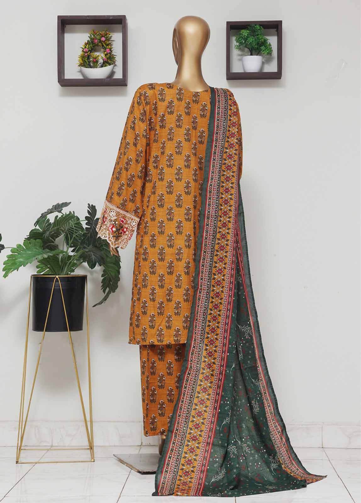 Bin Saeed Fabric - WCE-043 -3 Piece Embroidered Stitched Suit