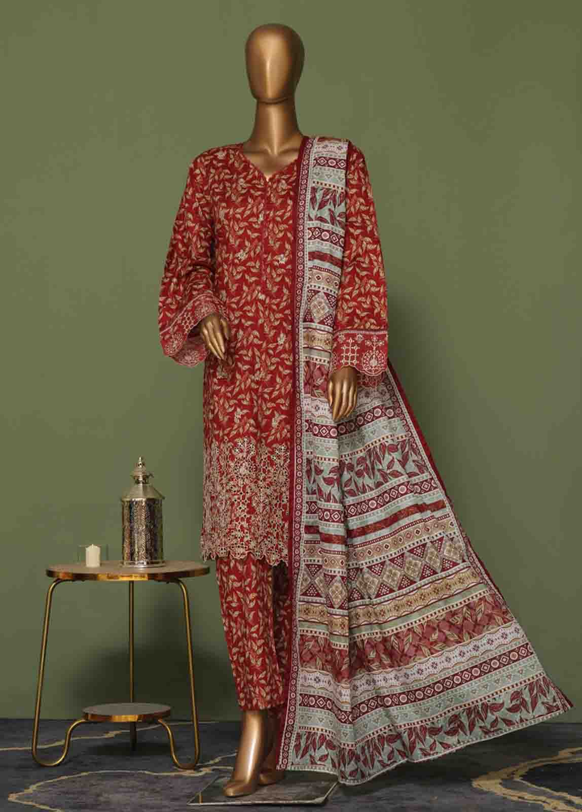 Bin Saeed Fabric - WCE-045 A- 3 Piece Embroidered Stitched Suit