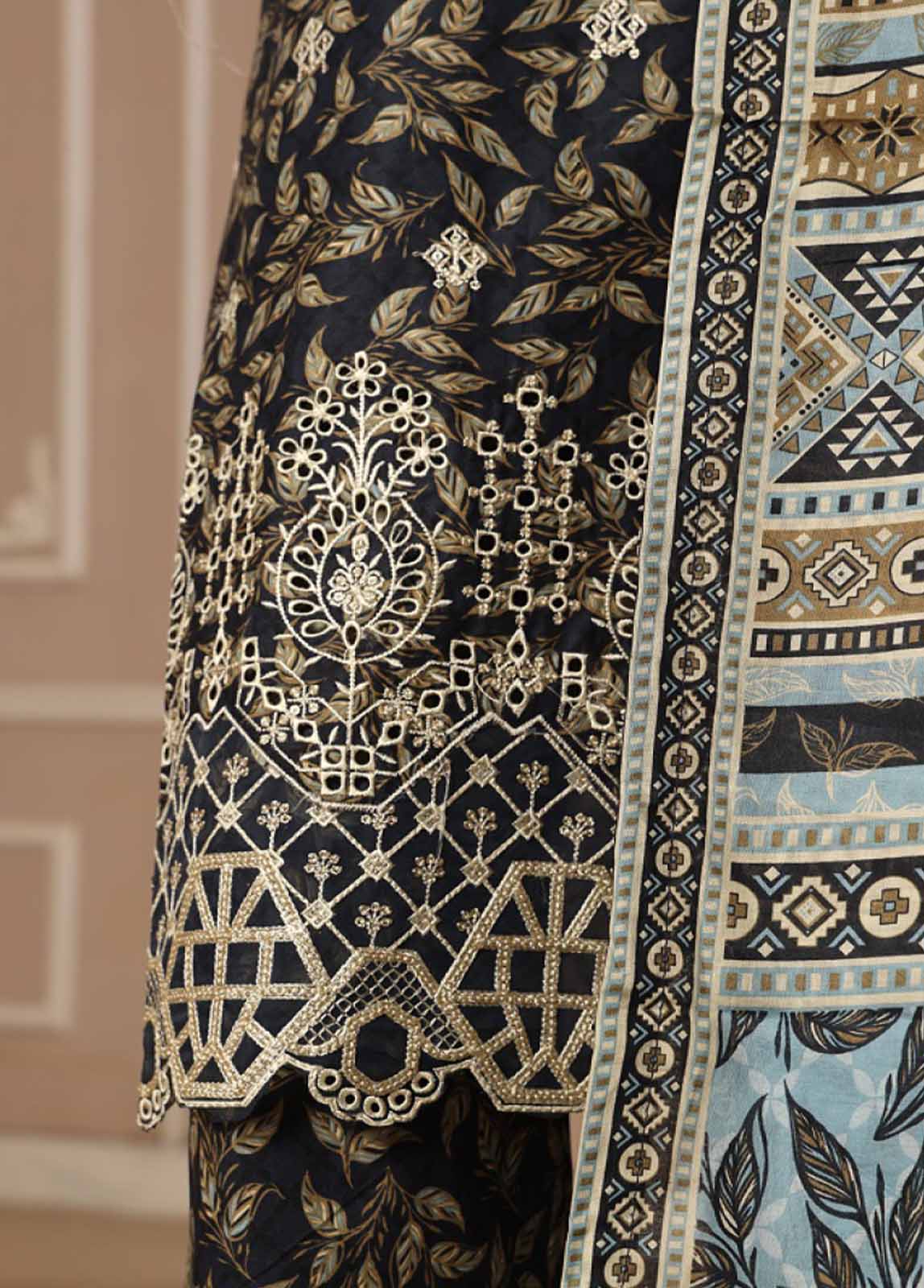 Bin Saeed Fabric - WCE-046 -3 Piece Chikankari Stitched Suit