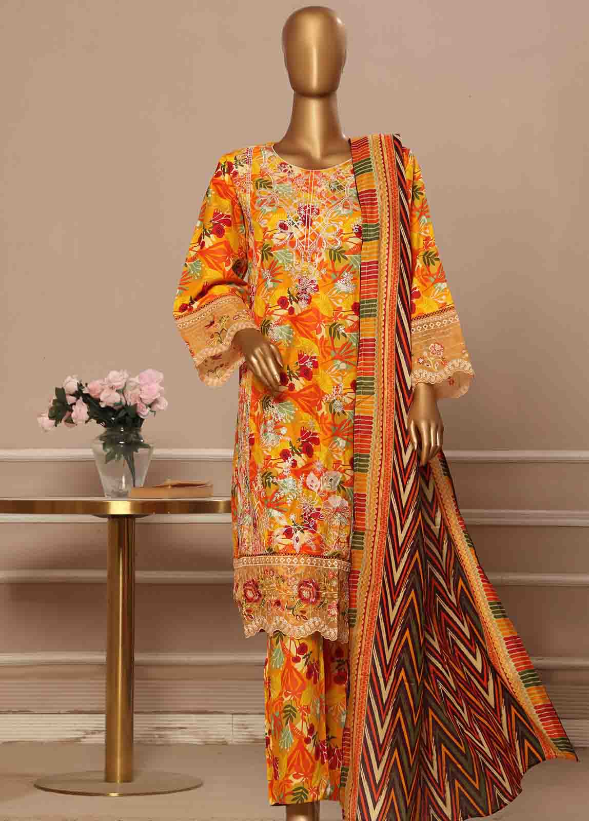 Bin Saeed Fabric - WCE-047 -3 Piece Embroidered Stitched Suit