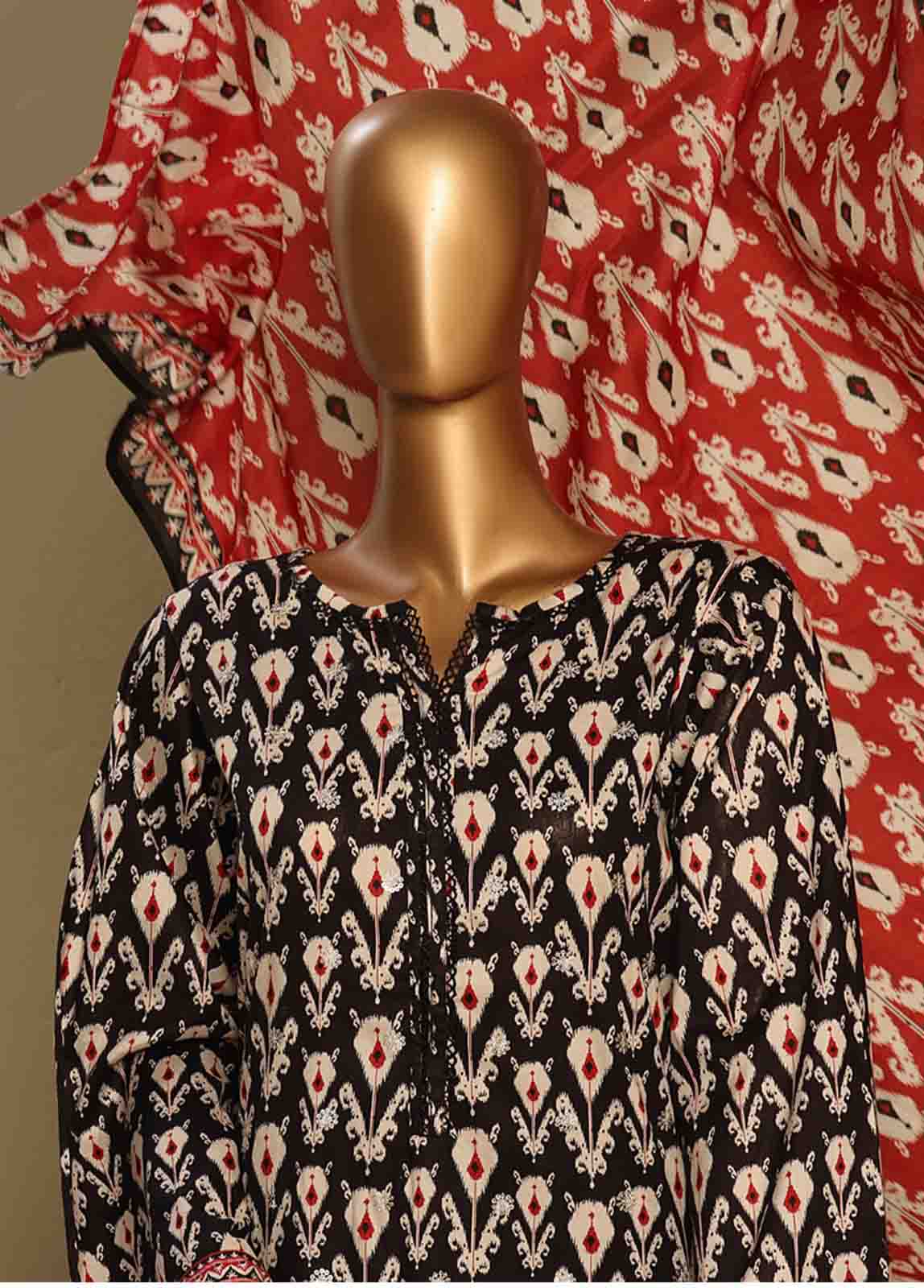 Bin Saeed Fabric - WCE-049-3 Piece Chikankari Stitched Suit