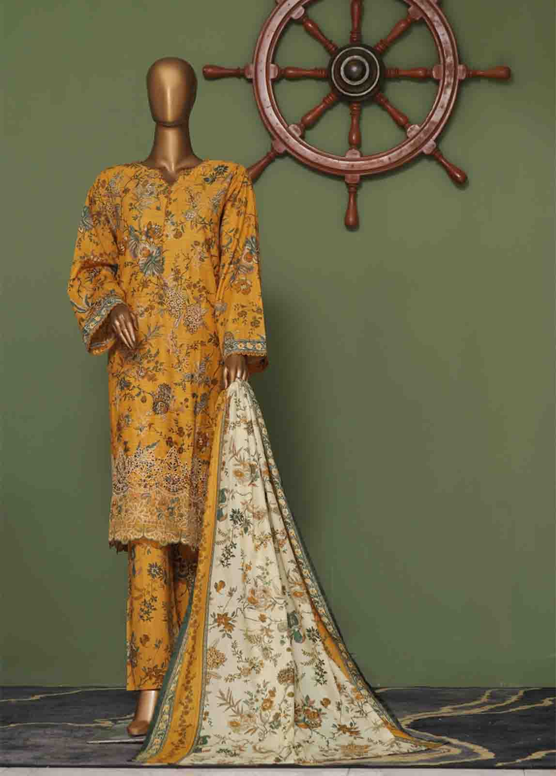 Bin Saeed Fabric - WCE-052 A- 3 Piece Embroidered Stitched Suit