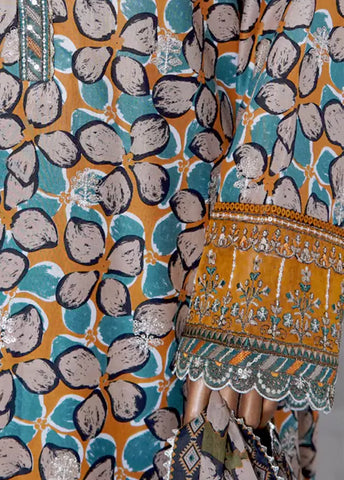 WCEMB-2516-F- 3 Piece Embroidered Cotton Stitched Suit