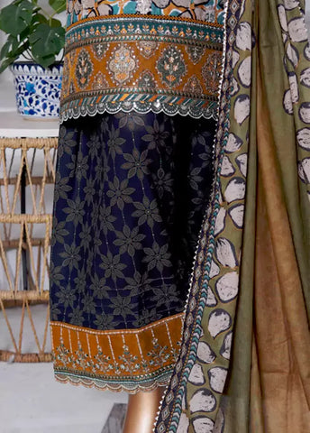 WCEMB-2516-F- 3 Piece Embroidered Cotton Stitched Suit