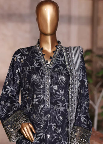 WCEMB-2517-F- 3 Piece Embroidered Cotton Stitched Suit
