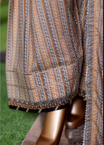 WCEMB-2523-F- 3 Piece Embroidered Cotton Stitched Suit