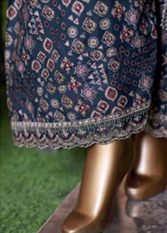 WCEMB-2524-F- 3 Piece Embroidered Cotton Stitched Suit