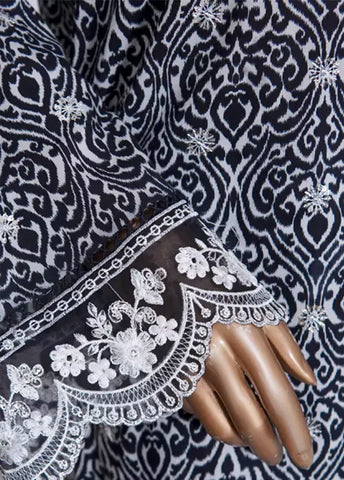 WCEMB-2525-F- 3 Piece Embroidered Cotton Stitched Suit