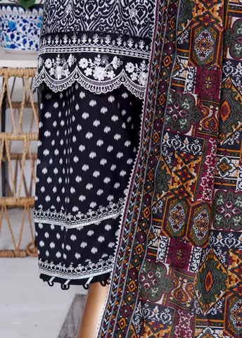 WCEMB-2525-F- 3 Piece Embroidered Cotton Stitched Suit