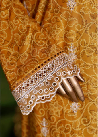 WCEMB-2528-F- 3 Piece Embroidered Cotton Stitched Suit
