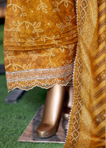 WCEMB-2528-F- 3 Piece Embroidered Cotton Stitched Suit